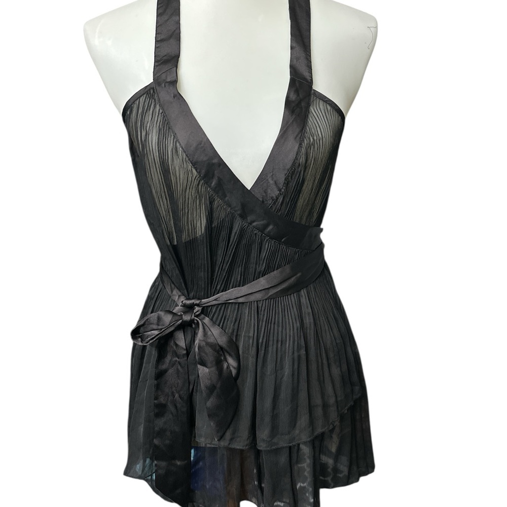 Intimately Free People Wrap Black Halter Neck Sheer Top Festival Romantic XS
